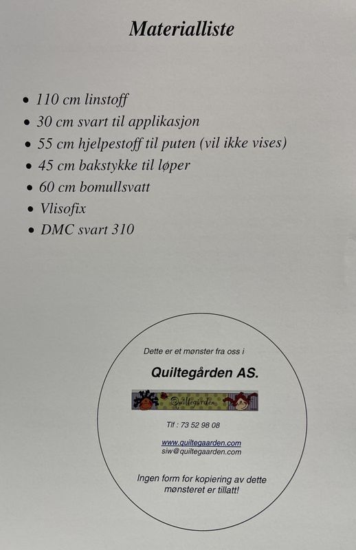 Pute og løper i lin m/ svart applikasjon